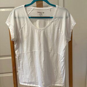 Like New Worn Once Toad & Co XL White Cap Sleeve Slub Texture Tee